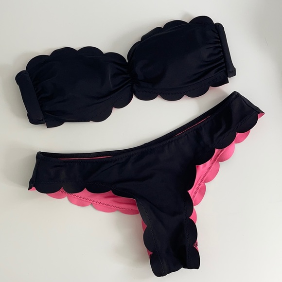 PINK Victoria's Secret Other - Victoria’s Secret PINK Black Scallop Bikini Set